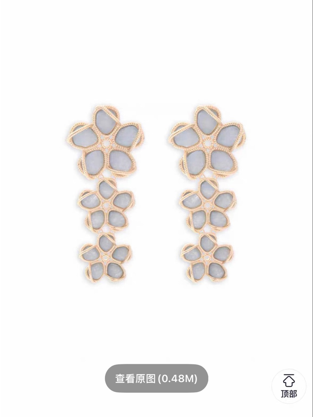 Zimmermann Gold Floral Triple-Drop Earrings with Pale Gray Inlays